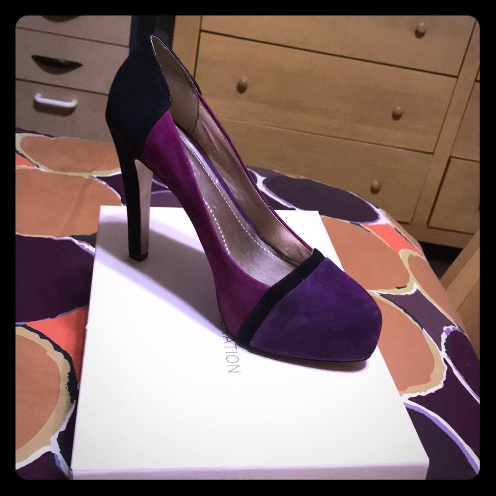 Suede shoes multi purple, fuchsia and black